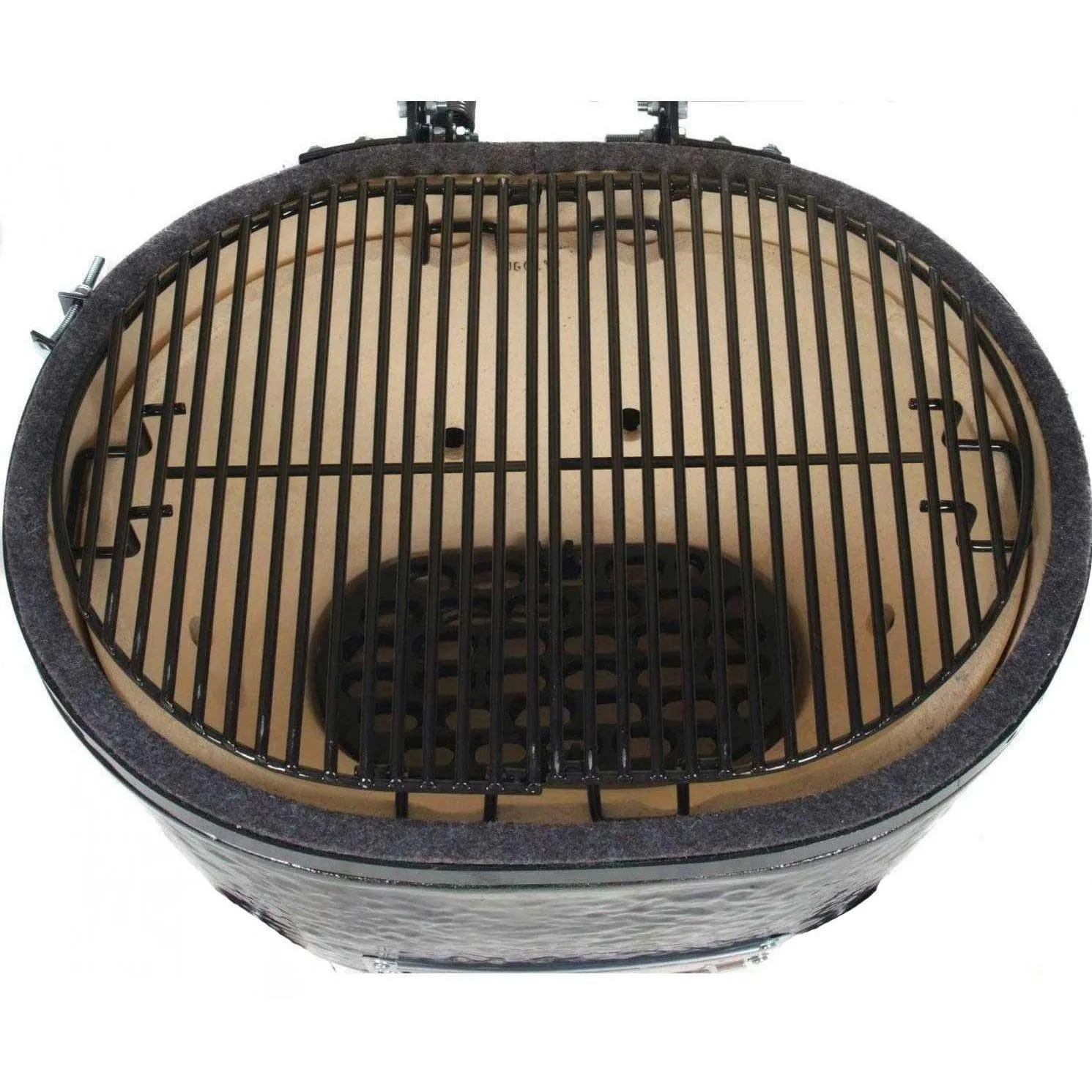 Primo Oval Large Ceramic Kamado Grill On Countertop Cypress Table
