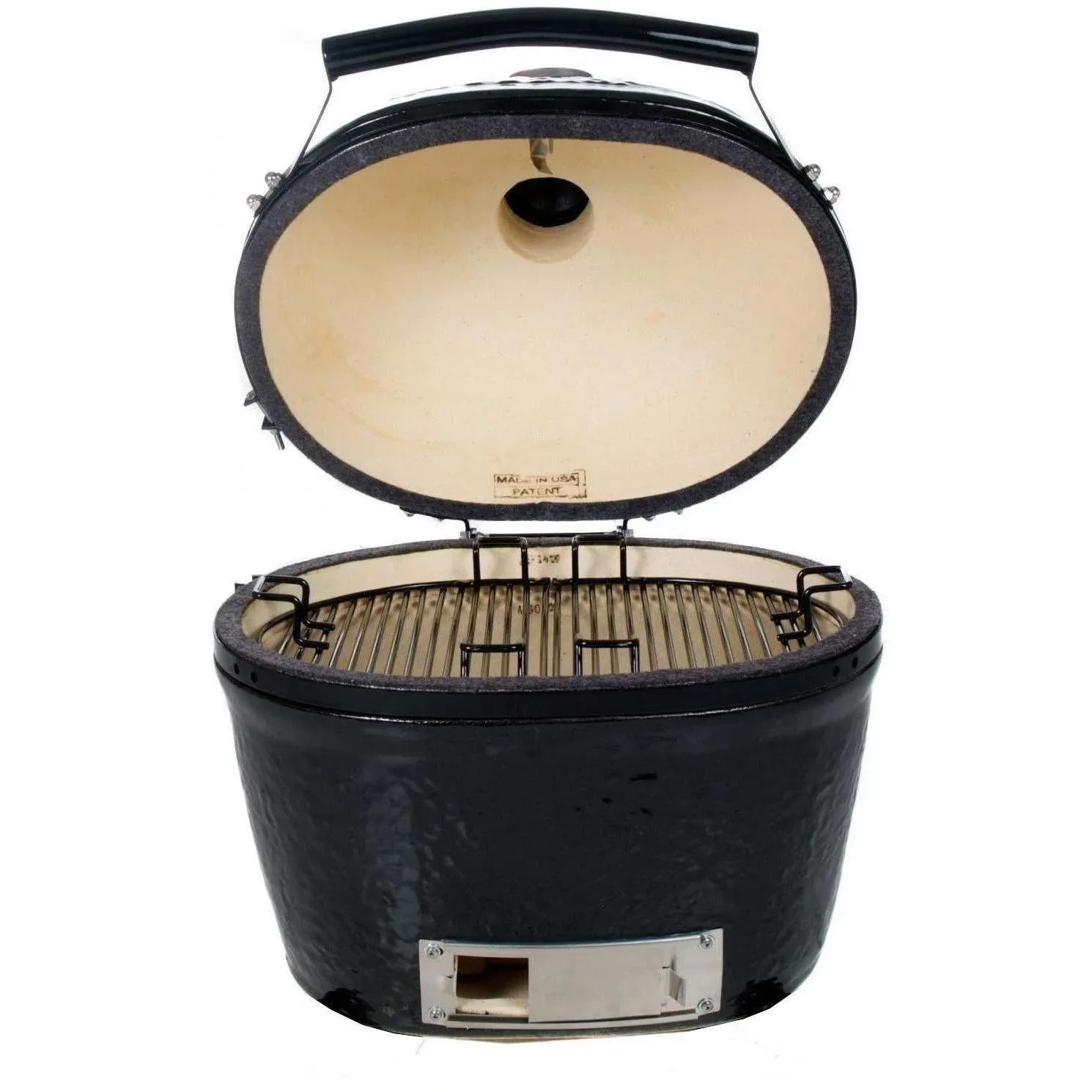 Primo Oval XL Ceramic Kamado Grill On Steel Cart With Stainless Side Tables