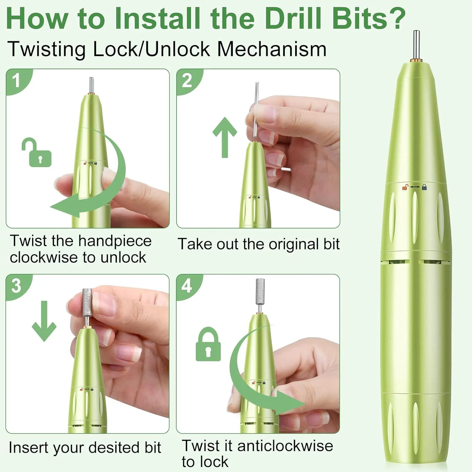 Professional Electric Nail Drill Machine, 35000RPM Rechargeable E-File, 4,000mAh, Portable Salon & Home Use