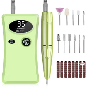 Professional Electric Nail Drill Machine, 35000RPM Rechargeable E-File, 4,000mAh, Portable Salon & Home Use