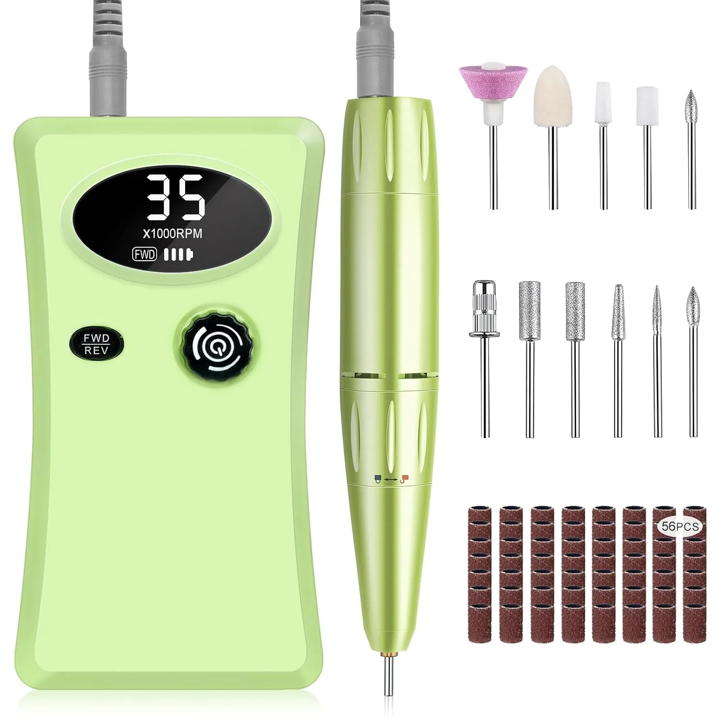 Professional Electric Nail Drill Machine, 35000RPM Rechargeable E-File, 4,000mAh, Portable Salon & Home Use