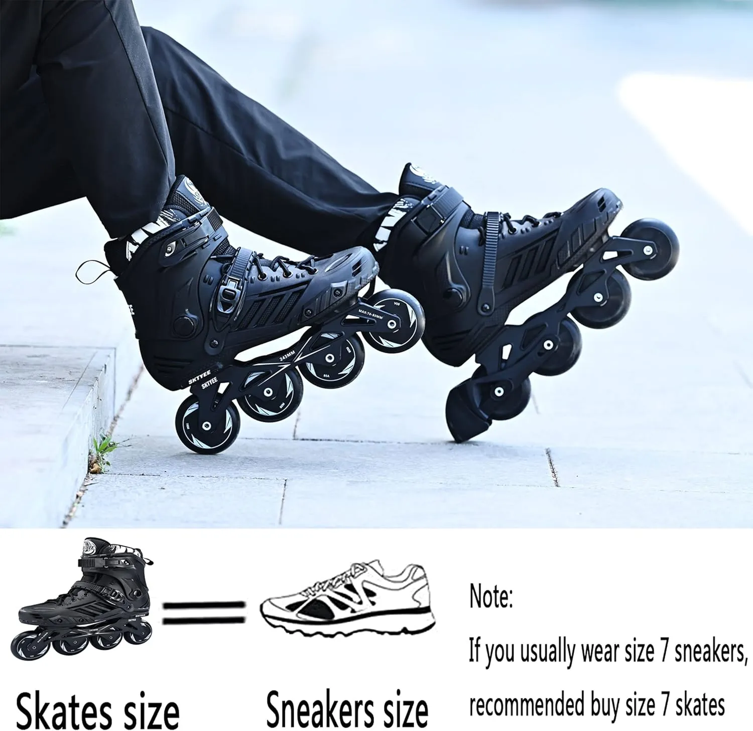 Professional Inline Skates for Women Men, High Performance Roller Skates Adult Male, Comfortable breathabl Speed Racing Skates with Washable Lining, Beginner, Black