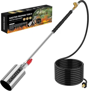 Propane Torch Weed Burner Kit,Blow Torch High Output 2,400,000 BTU with Self Igniter,Heavy Duty Flamethrower with 10FT Hose Hose for Flame Weeding,Roof Asphalt,Ice Snow,Road Marking,Charcoal