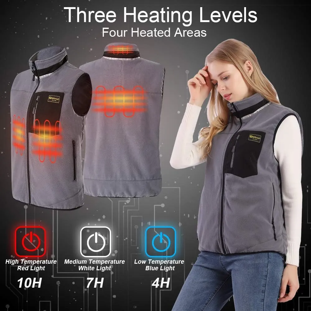 PROSmart Heated Vest Polar Fleece Lightweight Waistcoat with USB Battery Pack for Men and Women (Unisex)