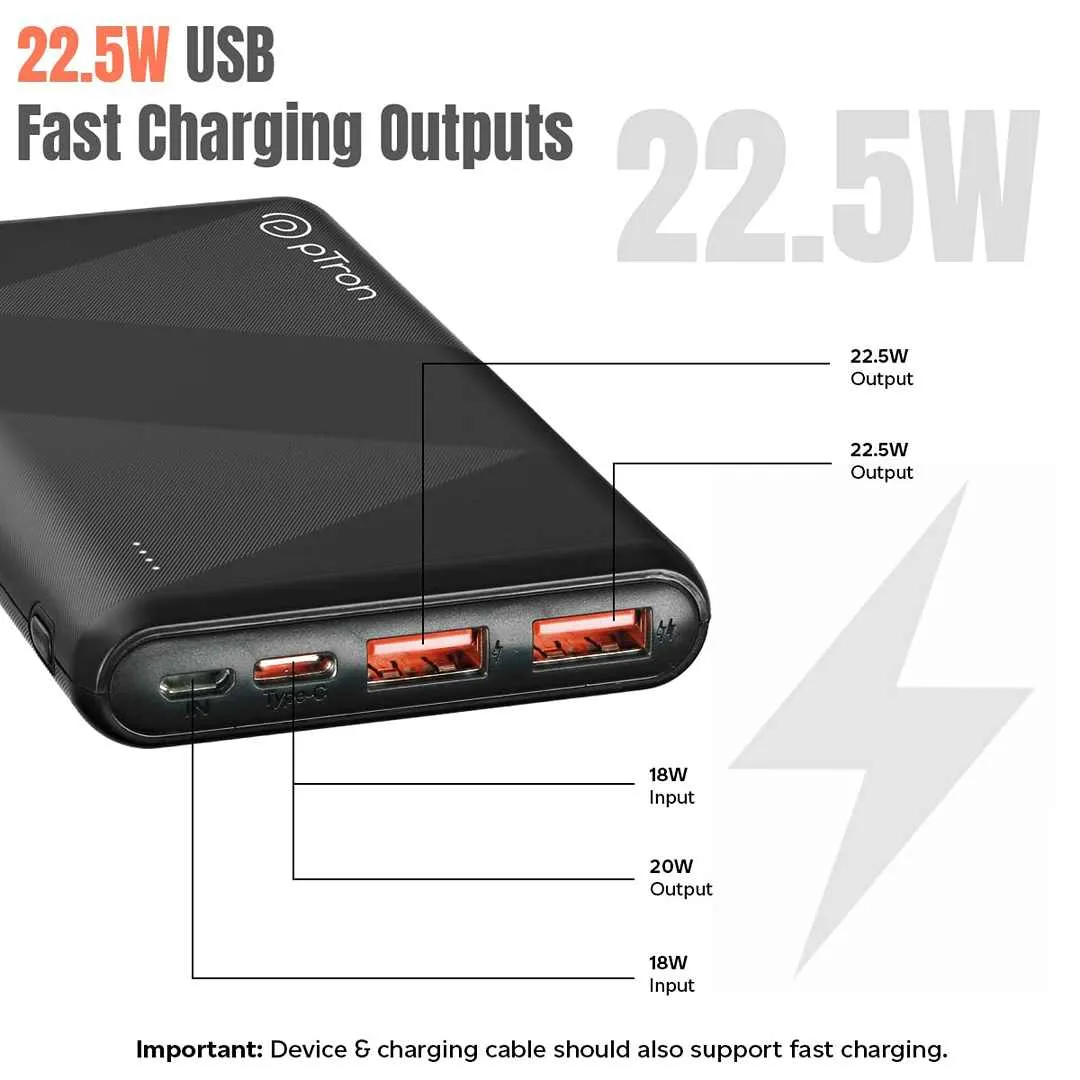 pTron Newly Launched Dynamo Z 10000mAh 22.5W Power Bank