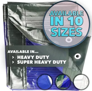 QUEEN OF TARPS | 16x20 Super Heavy Duty Tarp Waterproof, 200 GSM is 20 MIL, UV/Tear Resistant Tarp, Camping, Outdoor Furniture, Car, Tents, Painting, Firewood Protection | 16x20, Super Duty