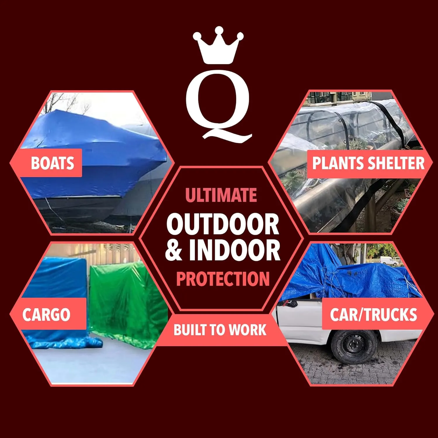 QUEEN OF TARPS | 6x8 Super Heavy Duty Tarp Waterproof, 200 GSM is 20 MIL, UV/Tear Resistant Tarp, Camping, Outdoor Furniture, Car, Tents, Painting, Firewood Protection | 6x8, Super Duty
