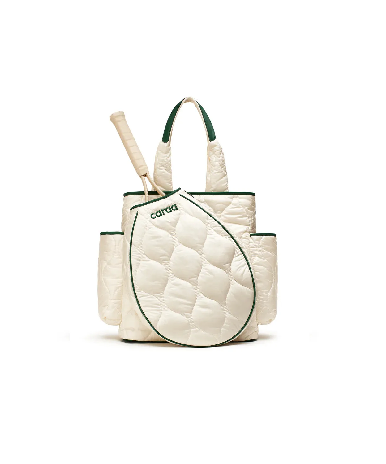Quilted Tennis Backpack Tote in Ivory