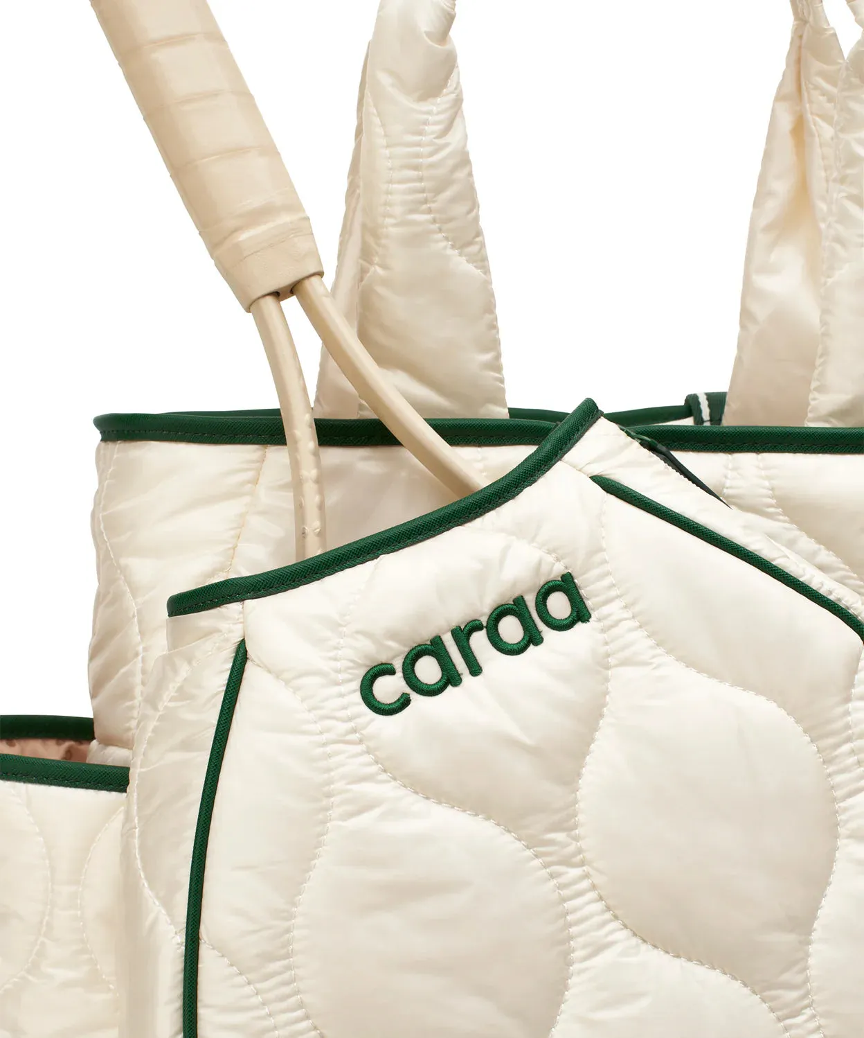Quilted Tennis Backpack Tote in Ivory