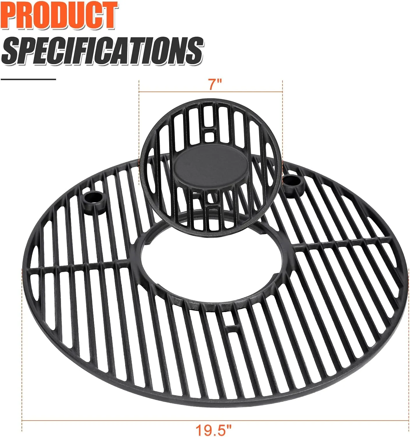 QuliMetal 19.5" Cast Iron Round Grill Parts for Akorn Kamado Ceramic Grill, Pit Boss K24, Louisiana Grills K24, Char-Griller 16620, Grill Grate Grid for Akorn Kamado