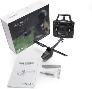 RC Helicopter Model With Camera C128-Reconnaissance Drone Plane with Altitude Hold & Optical Flow, Realistic Military Aircraft Model for Beginner and Adults,Battery*2 Version