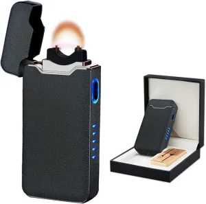 Rechargeable Electric Lighter,Windproof USB Arc Lighter with Safe Design,Vintage Style High-Power Encendedor for Candles,BBQs,and More,Durable & Portable Electric Lighters Rechargeable(Frosted Black)