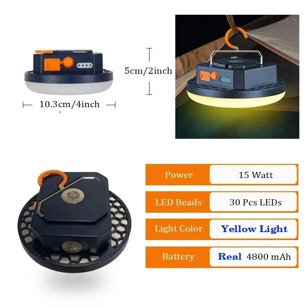 Rechargeable Powerful Camping Lantern with Magnet - Portable LED Tent Lights for Work and Repair