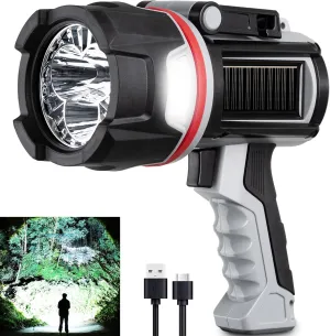 Rechargeable Spotlight Flashlight, Super Bright 2000 Lumens Long Lasting 5200 mah Handheld Spot Light LED Spotlight for Hunting Boating Camping