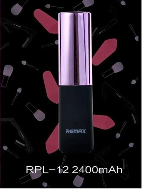 REMAX 2400Mah Mini Lipstick Portable PowerBank USB Universal fashion Extra Power Bank Battery Charger for Iphone 7 XiaoMi Supply