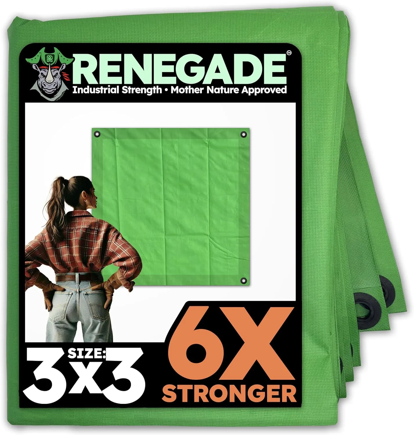 RENEGADE Heavy Duty Mini Tarp | 3’ x 3’ | PFAS & PVC Free | Rip, Tear, UV & Waterproof | Ultra Tough Weather Protective Cover | Construction Agriculture Home Garden Patio Camping Boat Outdoor