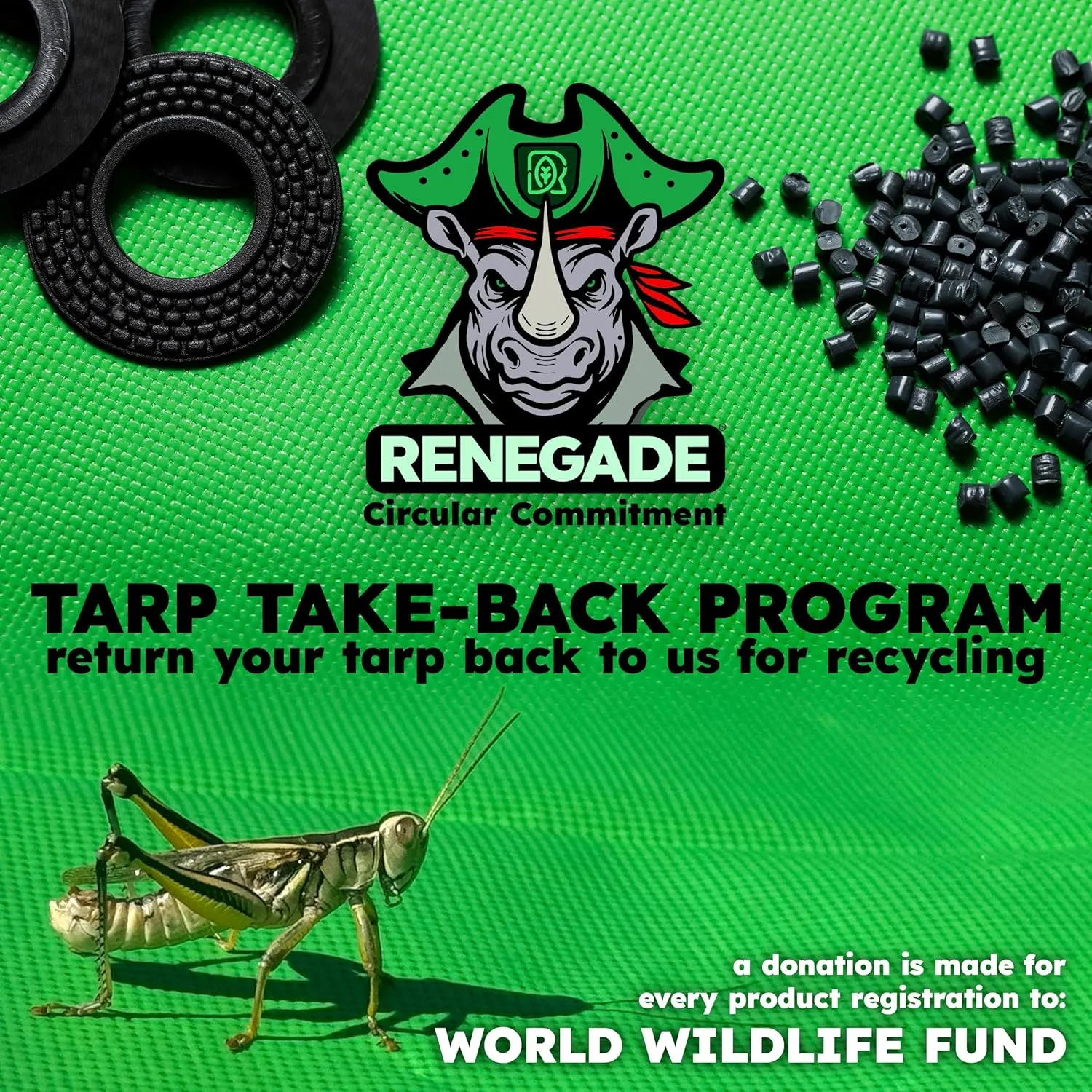 RENEGADE Industrial Strength Tarp | 8’ x 6’ | PFAS & PVC Free | Rip, Tear, UV & Waterproof | Ultra Tough Weather Protective Cover | Construction Agriculture Home Garden Patio Camping Boat Outdoor