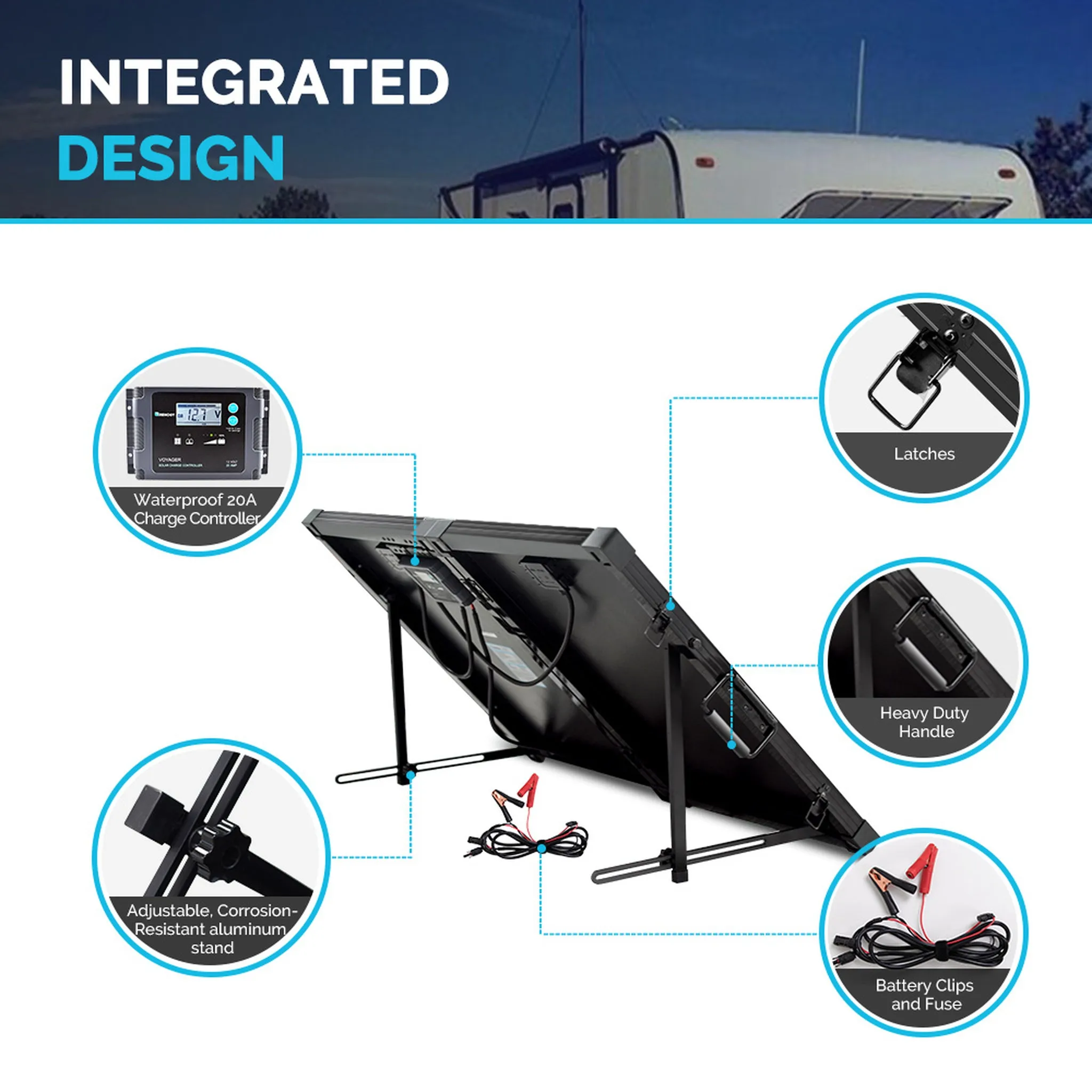 RENOGY 100 Watt 12 Volt Monocrystalline Foldable Solar Suitcase with Voyager