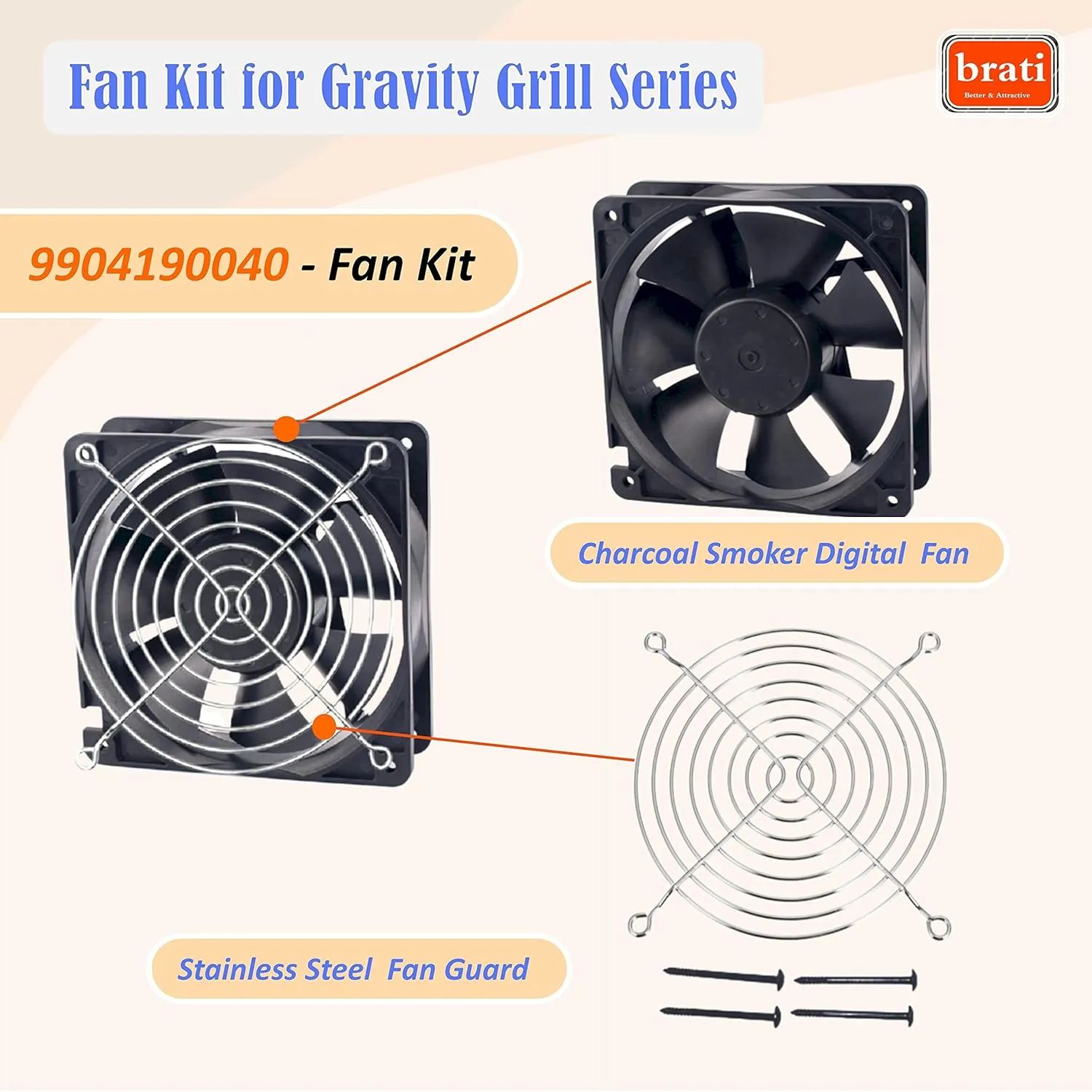 Replacement 9904190040 - Fan Kit Compatible with Masterbuilt Gravity Series 560/800/900/1050 Digital Charcoal Grill and Smoker
