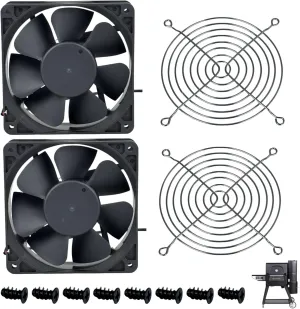 Replacement Fan Kit 9904190040 for Masterbuilt Gravity Series 560/800/1050 | OEM-Compatible Digital Charcoal Grill & Smoker | Includes Fan, Guard, Screws (MB20041020/MB20040221)（2 pack）
