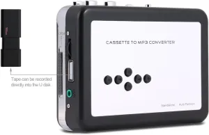 Reshow Portable Cassette Tape Player, Best Overall Standalone USB to MP3 Converter, Audio Cassette to Digital Converter Automatically Divides(Silver)