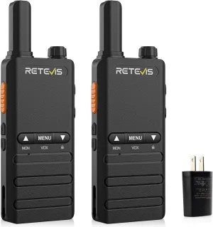 Retevis B3B Walkie Talkies Rechargeable, Mini Walkie Talkies,1620mAh,USB-C,Emergency Alarm, Slim,Small,Compact Two Way Radios for Camping Hiking(2 Pack)