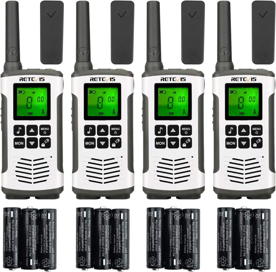 Retevis RT45 Long Range Walkie Talkies, Walkie Talkie for Adults, 22 Channels NOAA Flashlight VOX, Rechargeable Two Way Radio, Portable FRS 2 Way Radios with Battery for Hiking Camping Trip(White 4Ps)