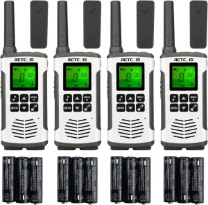 Retevis RT45 Long Range Walkie Talkies, Walkie Talkie for Adults, 22 Channels NOAA Flashlight VOX, Rechargeable Two Way Radio, Portable FRS 2 Way Radios with Battery for Hiking Camping Trip(White 4Ps)