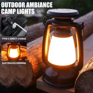 Retro Horse Light LED Desk Lamp - Rechargeable Portable Lantern for Outdoor Camping, Bar, and Home Decor