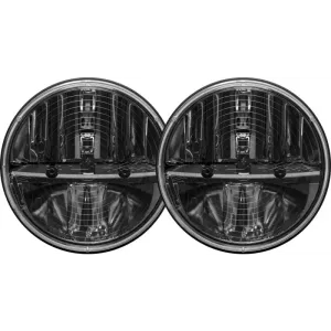 Rigid Industries 7in Round Headlights w/ Heated Lens & H13 to H4 Adaptors - Set of 2
