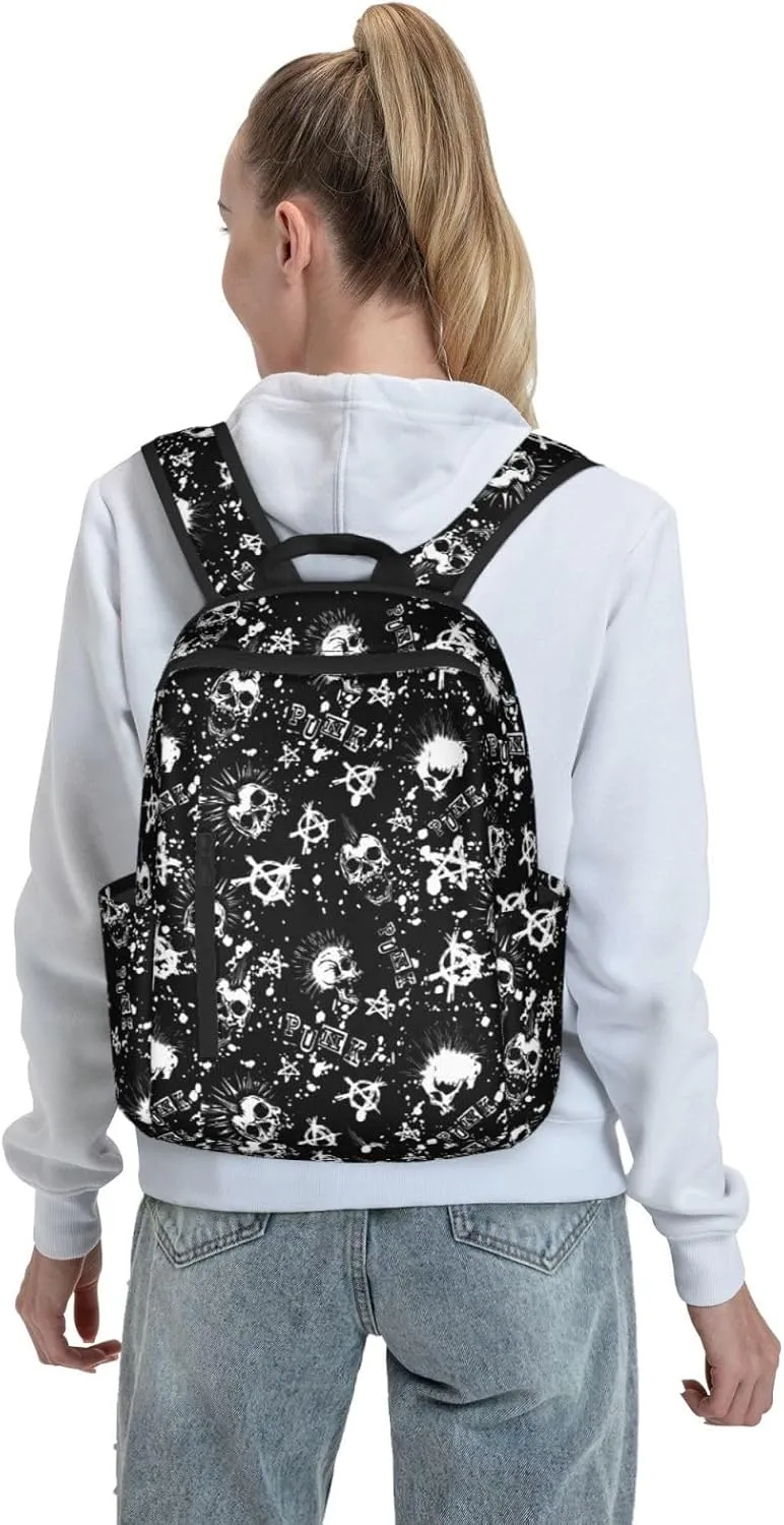 RIMENCH Lightweight Casual Laptop Backpack For Men and Women cool gothic punk skull Bookbag For College