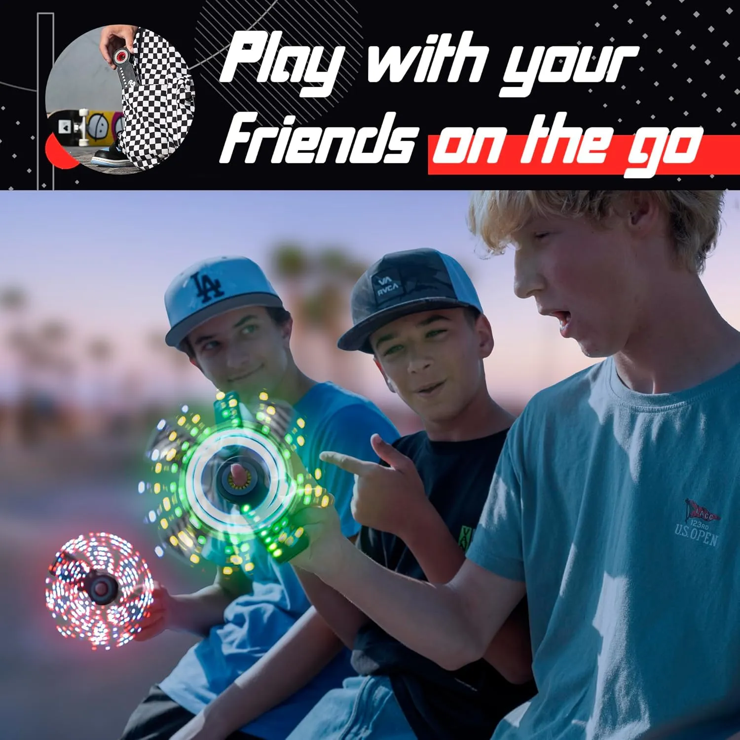 RingSlingr Fireball Red Fidget Spinner Toy, Durable, Portable LED Fidget Toy for Young Adults and Kids, Light Up Spinner Toy