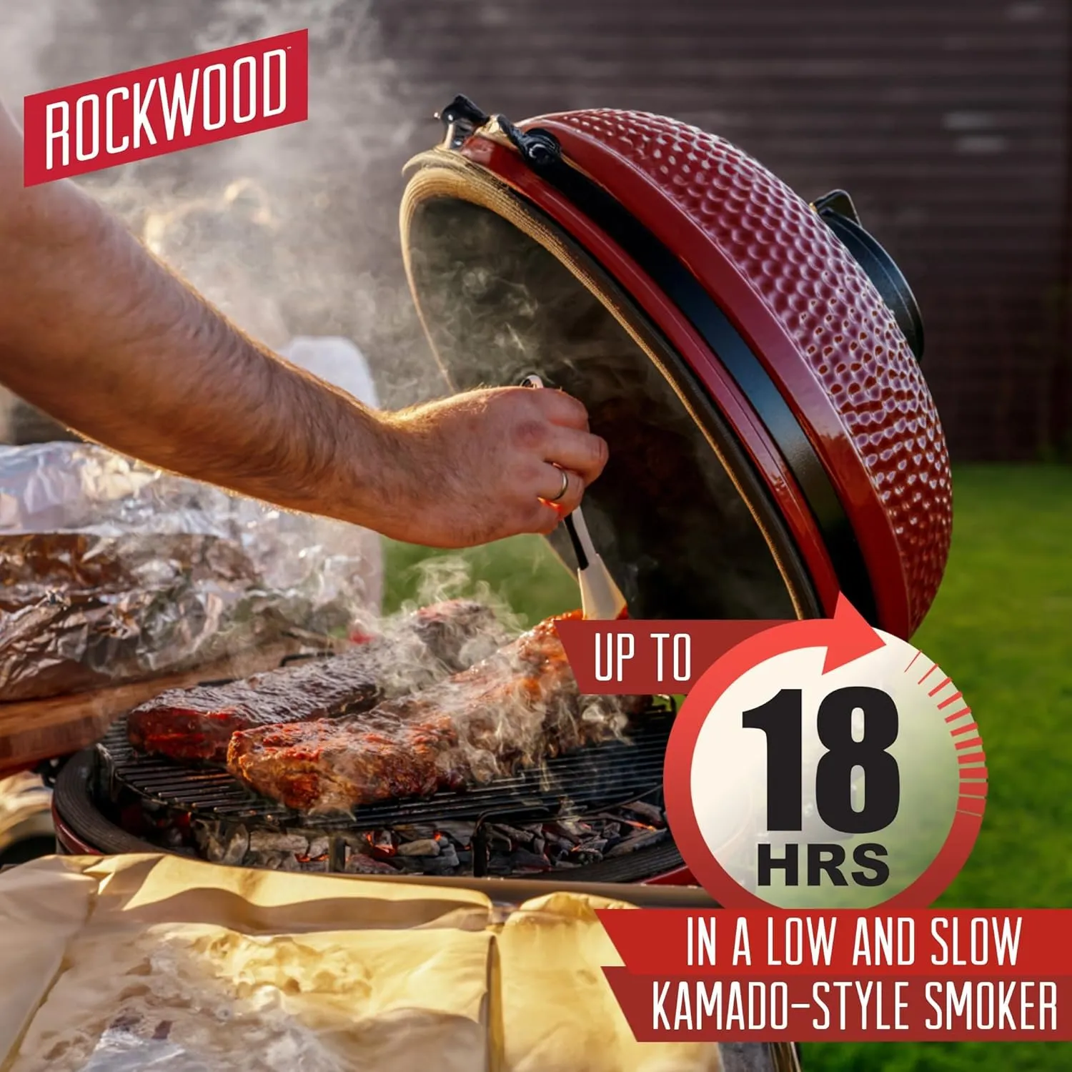 Rockwood Natural Lump Charcoal – Premium Oak, Hickory & Cherry Hardwood Blend for High-Heat Grilling & Slow Smoking – Compatible with Kettle & Kamado Grills, Clean Burning, Made in USA – 20lbs (1pk)