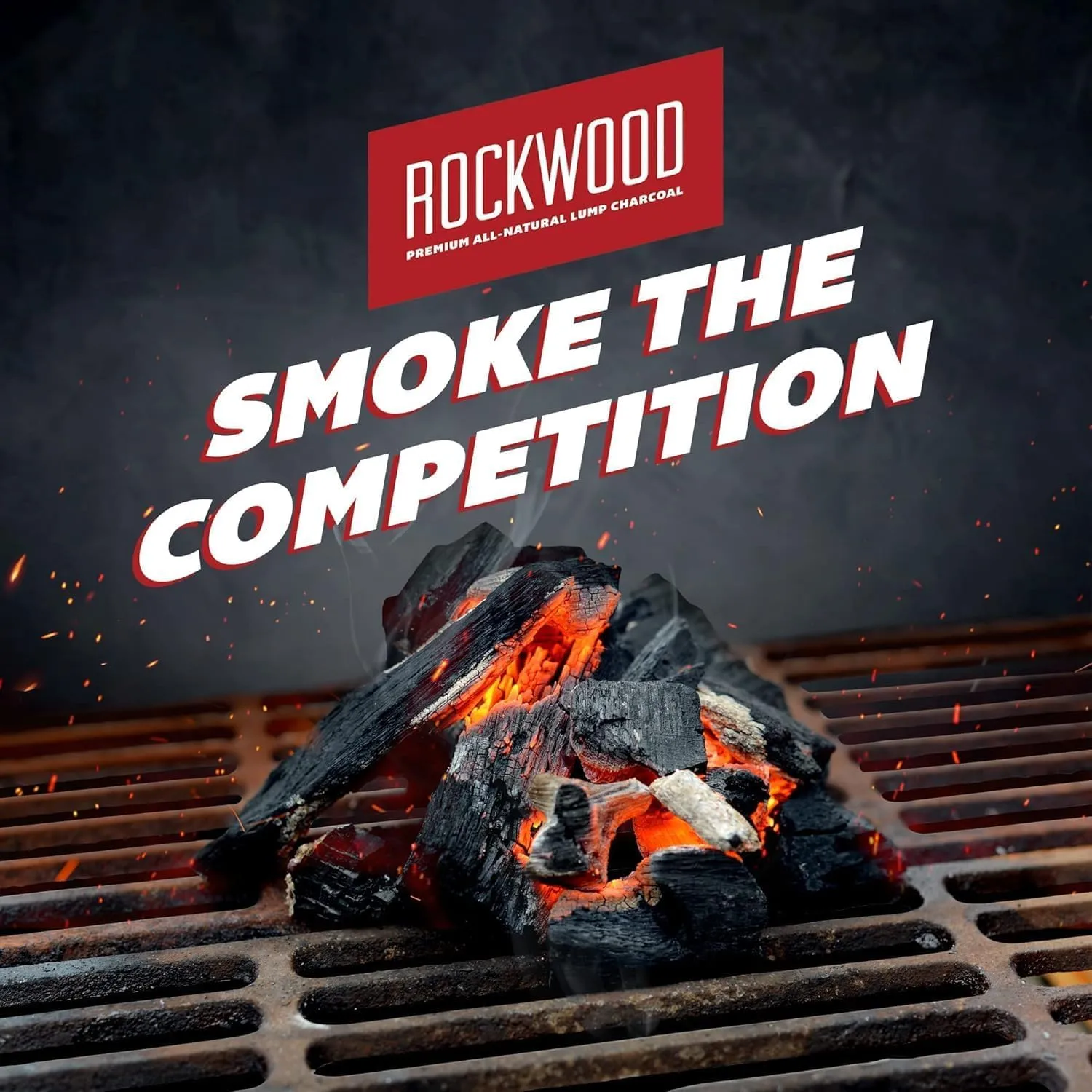 Rockwood Natural Lump Charcoal – Premium Oak, Hickory & Cherry Hardwood Blend for High-Heat Grilling & Slow Smoking – Compatible with Kettle & Kamado Grills, Clean Burning, Made in USA – 20lbs (1pk)