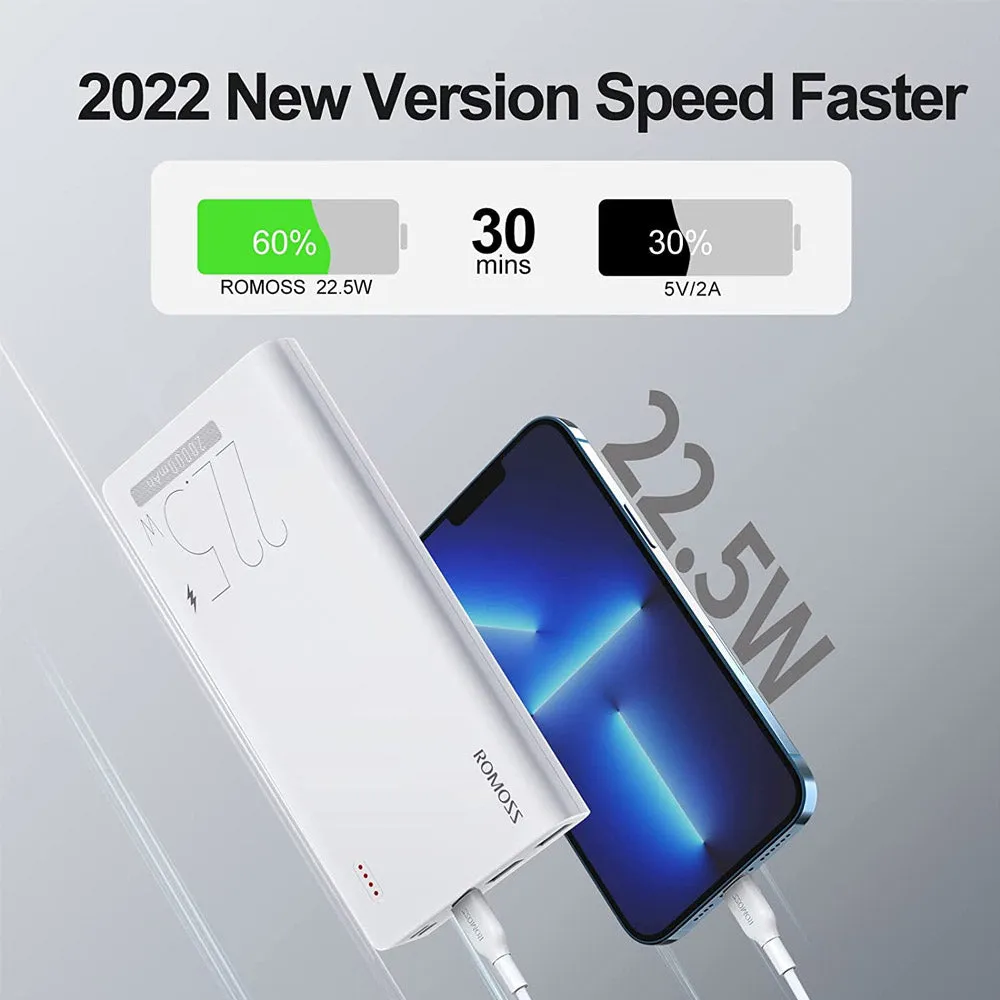 Romoss Sense8F 30000mAh 22.5W Ultra-Fast Charging Power Bank - White