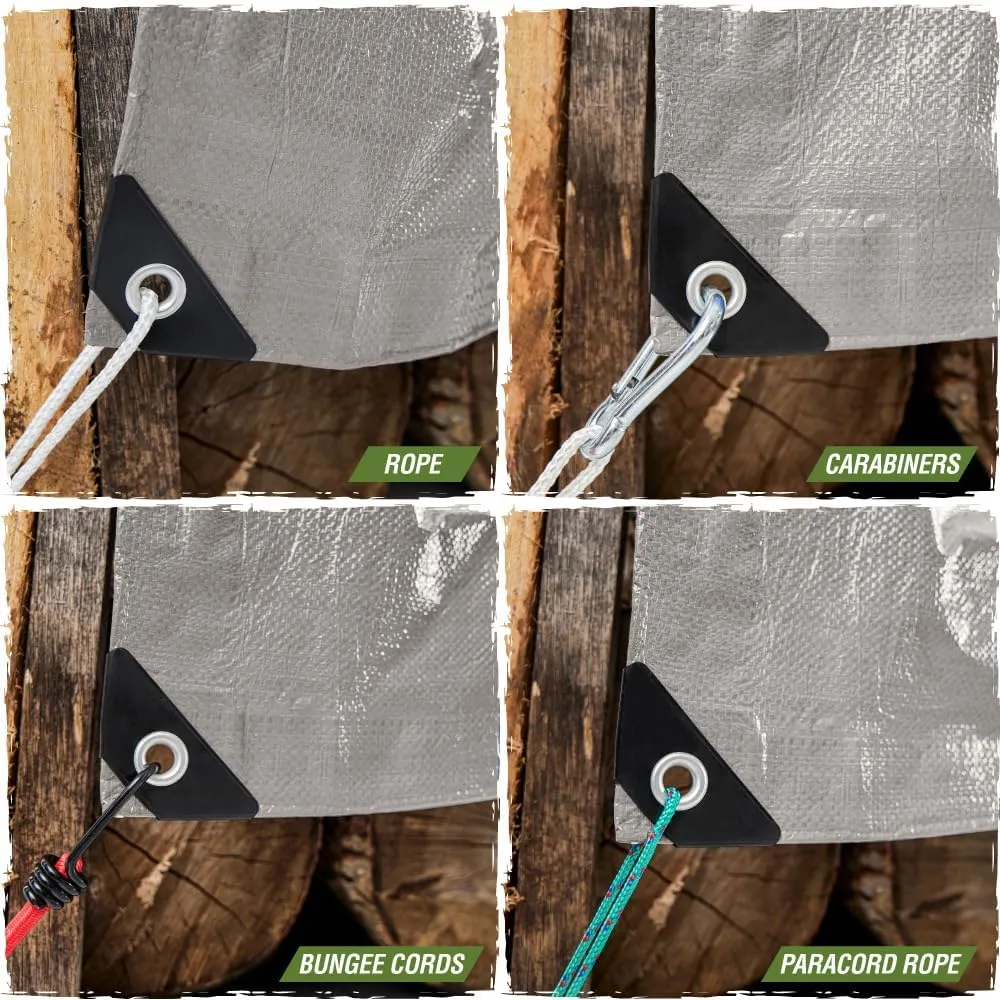 Rugged Rhino All Weather 100% Waterproof Heavy Duty Tarp, 5 Mil UV Temperature Resistant Tarps, High Durability Multipurpose Cover, for Home Outdoor Patio Winter Leaf Camping, 10x10 1 Pack Silver