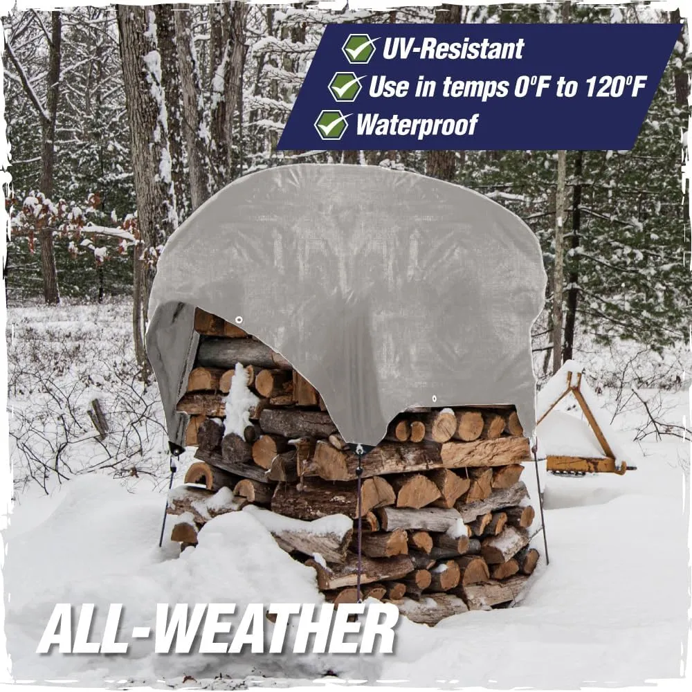 Rugged Rhino All Weather 100% Waterproof Heavy Duty Tarp, 5 Mil UV Temperature Resistant Tarps, High Durability Multipurpose Cover, for Home Outdoor Patio Winter Leaf Camping, 10x10 1 Pack Silver