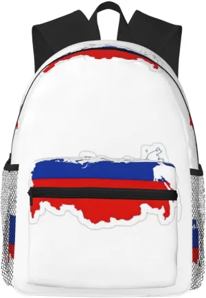 Russian Flag Map College Backpack For Women Men,Lightweight Travel Bag Backpack With Pockets