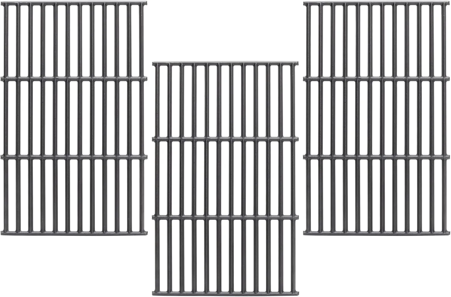 SafBbcue 19.7" Grill Grates for Char-Griller 1733 2735 Smokin' Champ Charcoal Grill Replacement Parts Chargriller 1624 1722 Replacement Parts Cast Iron Grates 3-Pack