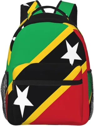 Saint Kitts And Nevis Flag Backpack Casual Laptop Backpack Double Shoulder Bag Lightweight Backpack For Women Men Travel