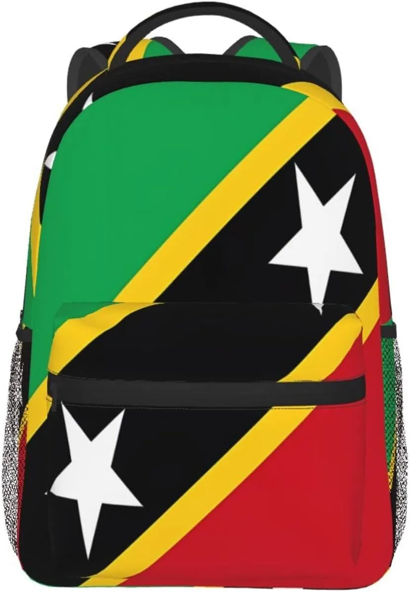 Saint Kitts And Nevis Flag Backpack Casual Laptop Backpack Double Shoulder Bag Lightweight Backpack For Women Men Travel