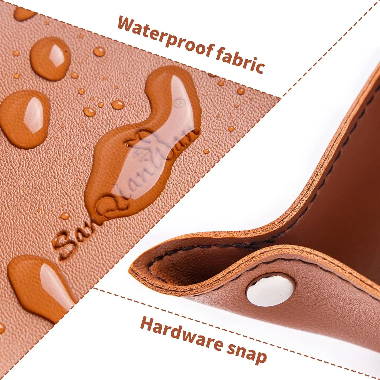 SANQIANWAN Leather Jewelry Valet Tray for Women and Man, Portable Entryway Table Tray Bedside Nightstand Desk Tray Small Catchall Travel Dish Plate for Key,Wallet,Watch,Coin (4PCs Brown-B)