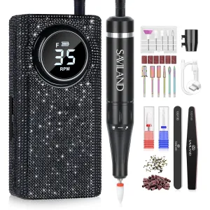 SAVILAND Professional Electric Nail Drill for Acrylic Nails : 35000RPM 2025 Portable Nail File Faster Removal Acrylic Nails & Large Battery Capacity for Nail Art, Pedicure Manicure Home Nail Salon