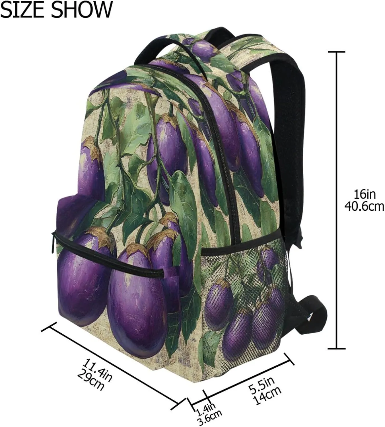 School Backpack for Men and Women Fashion School Bag with Chest Strap for Business Work College Travel Trip Eggplant Danish Style