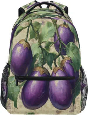 School Backpack for Men and Women Fashion School Bag with Chest Strap for Business Work College Travel Trip Eggplant Danish Style