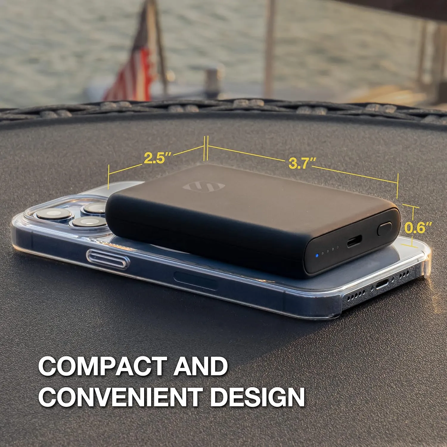 Scosche PBQ5MS GoBat Fast Wireless Charging Power Bank, 5,000 mAh, Portable Charging Bank with USB-C Port, Compatible with Magsafe and USB-C Devices, Black