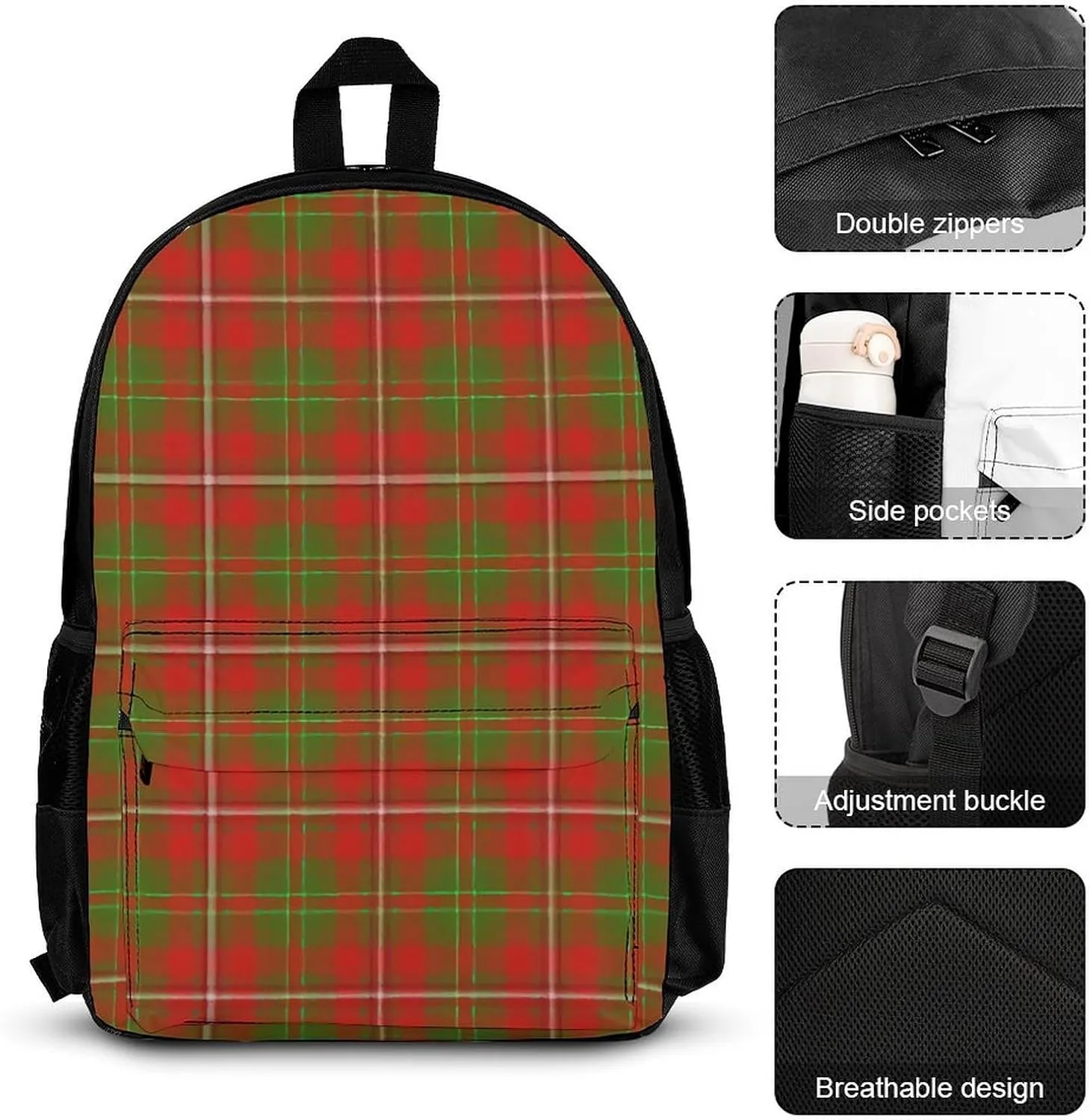 Scottish Clan Hay Tartan Plaid Lightweight Pocket Backpack Crossbody Lunch Bag Set Unisex