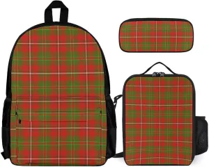 Scottish Clan Hay Tartan Plaid Lightweight Pocket Backpack Crossbody Lunch Bag Set Unisex