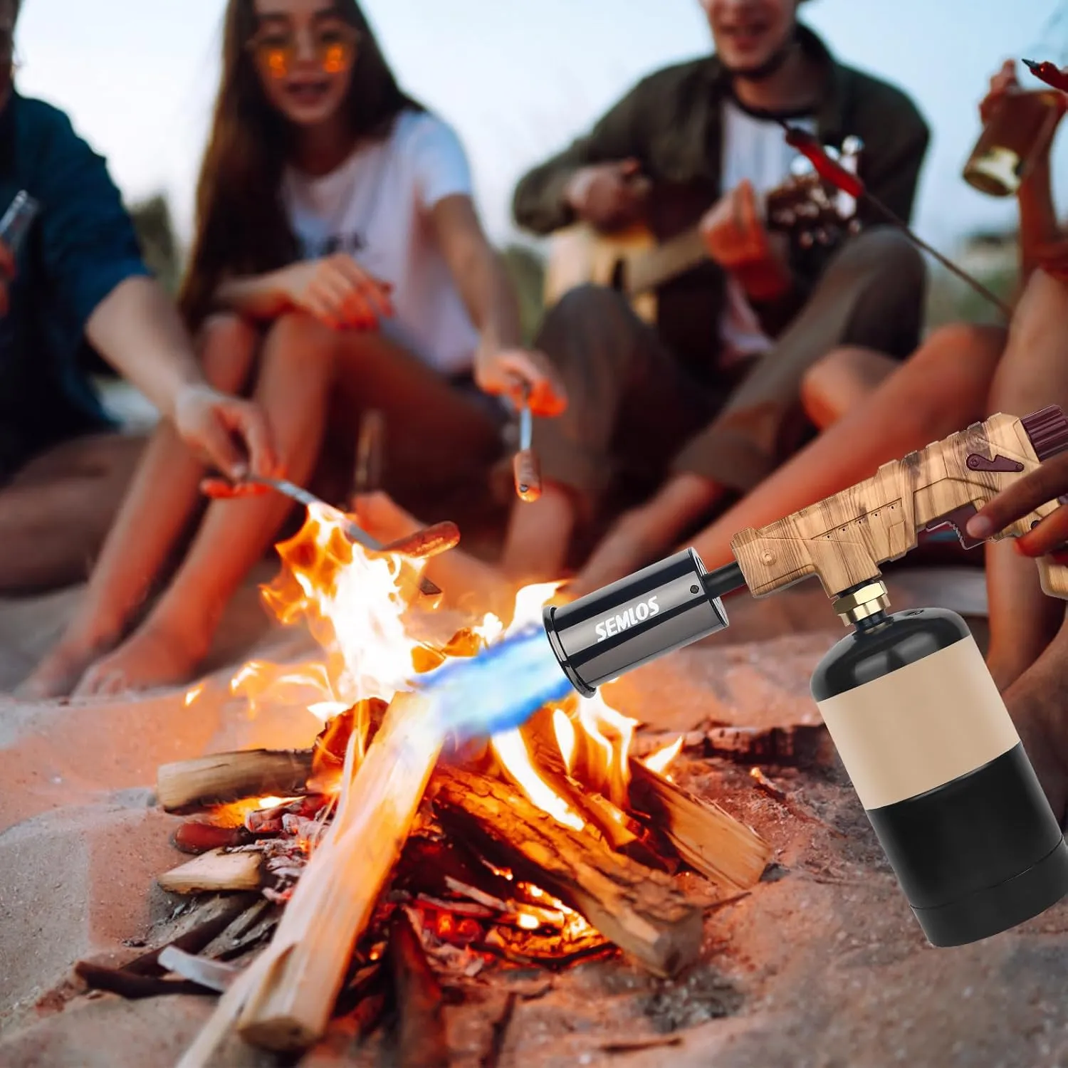 Semlos Propane Torch - Kitchen Torch - Powerful Grill Gun - Charcoal Lighter - Campfire Starter - Sous Vide - Chef Blow Torch for Searing Steak & Creme Brulee & BBQ(Propane Tank Not Included)
