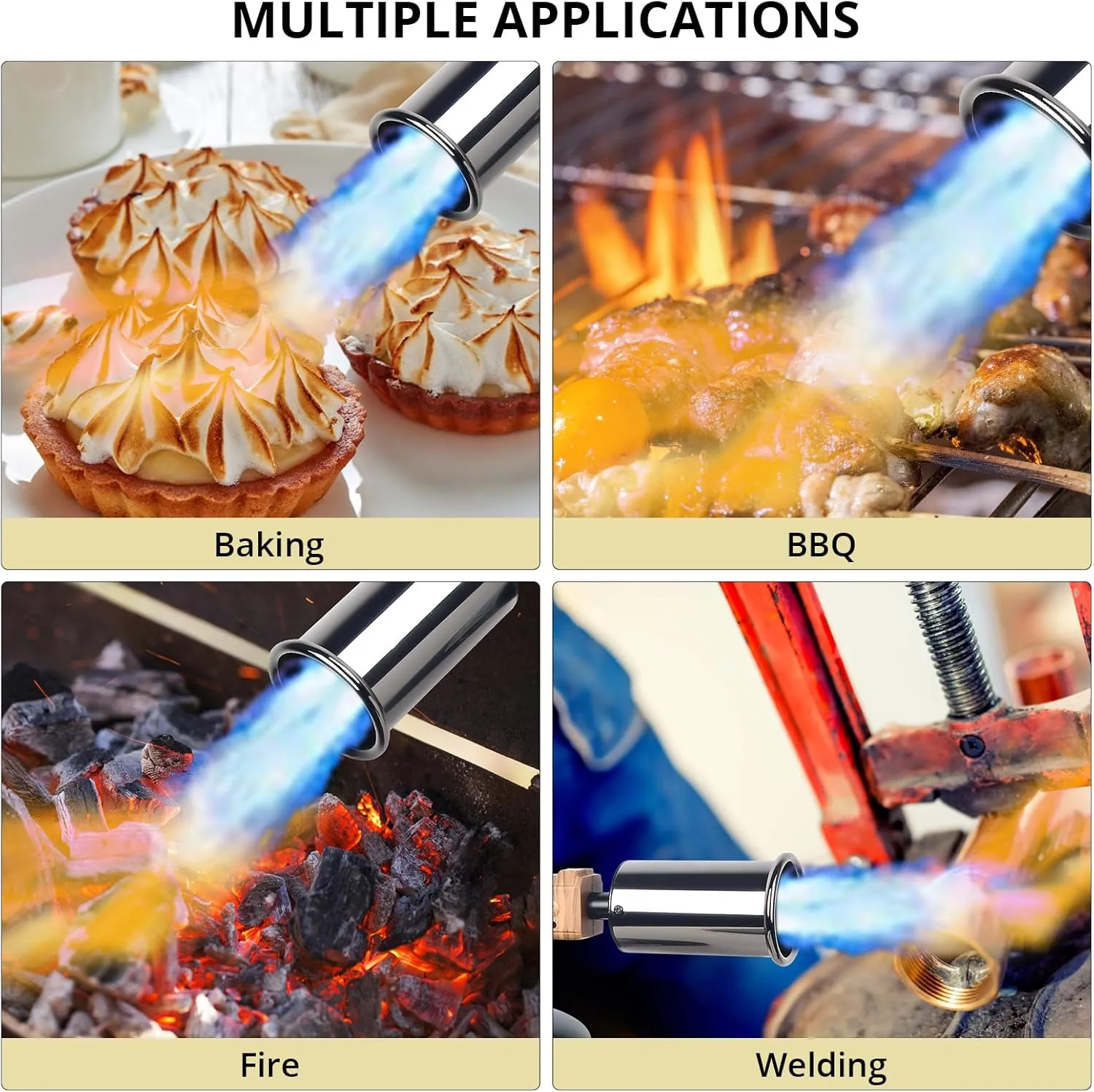 Semlos Propane Torch - Kitchen Torch - Powerful Grill Gun - Charcoal Lighter - Campfire Starter - Sous Vide - Chef Blow Torch for Searing Steak & Creme Brulee & BBQ(Propane Tank Not Included)